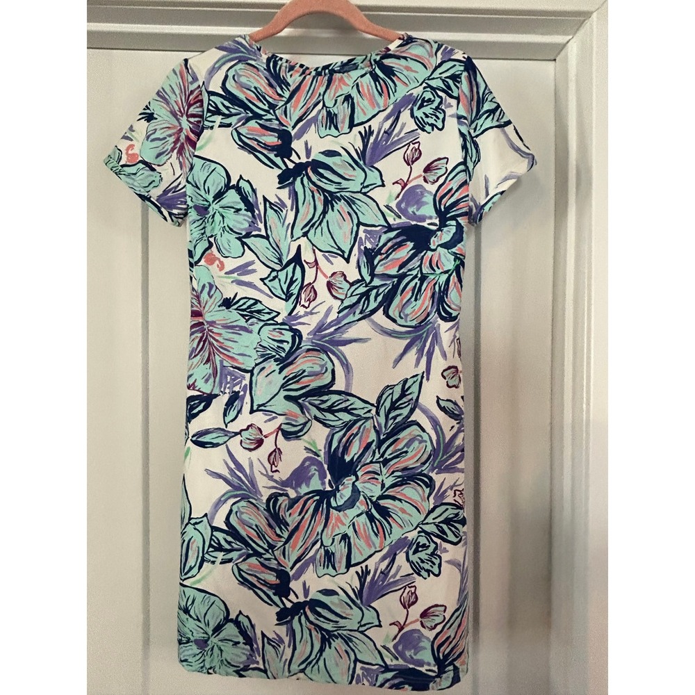 NEW Aryeh Womens V Neck Short Sleeve Floral Print Dress‎ Blue Vacation Beach - Picture 6 of 10